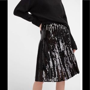 Express Sequins Pleated Party Skirt - NEW